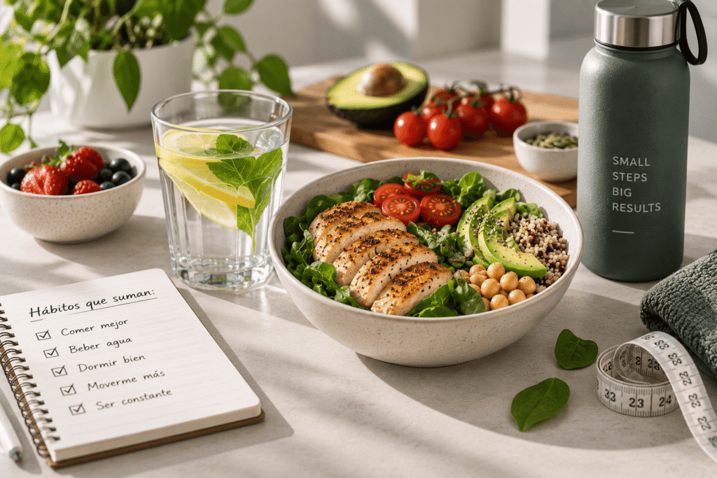 Comida saludable y hábitos diarios