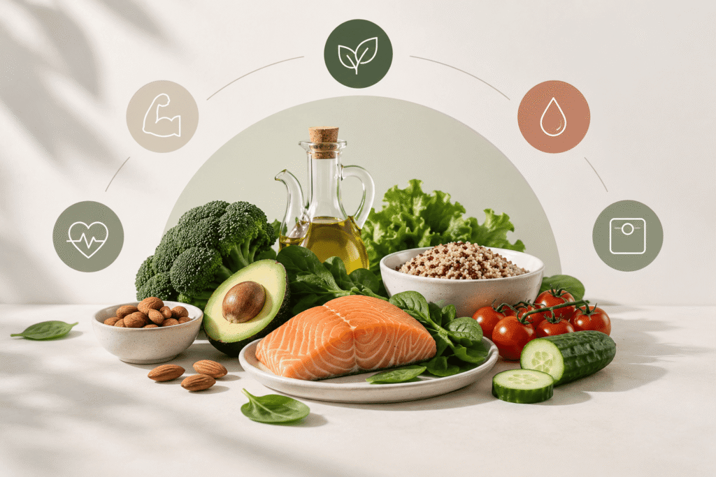 Alimentos saludables y bienestar general